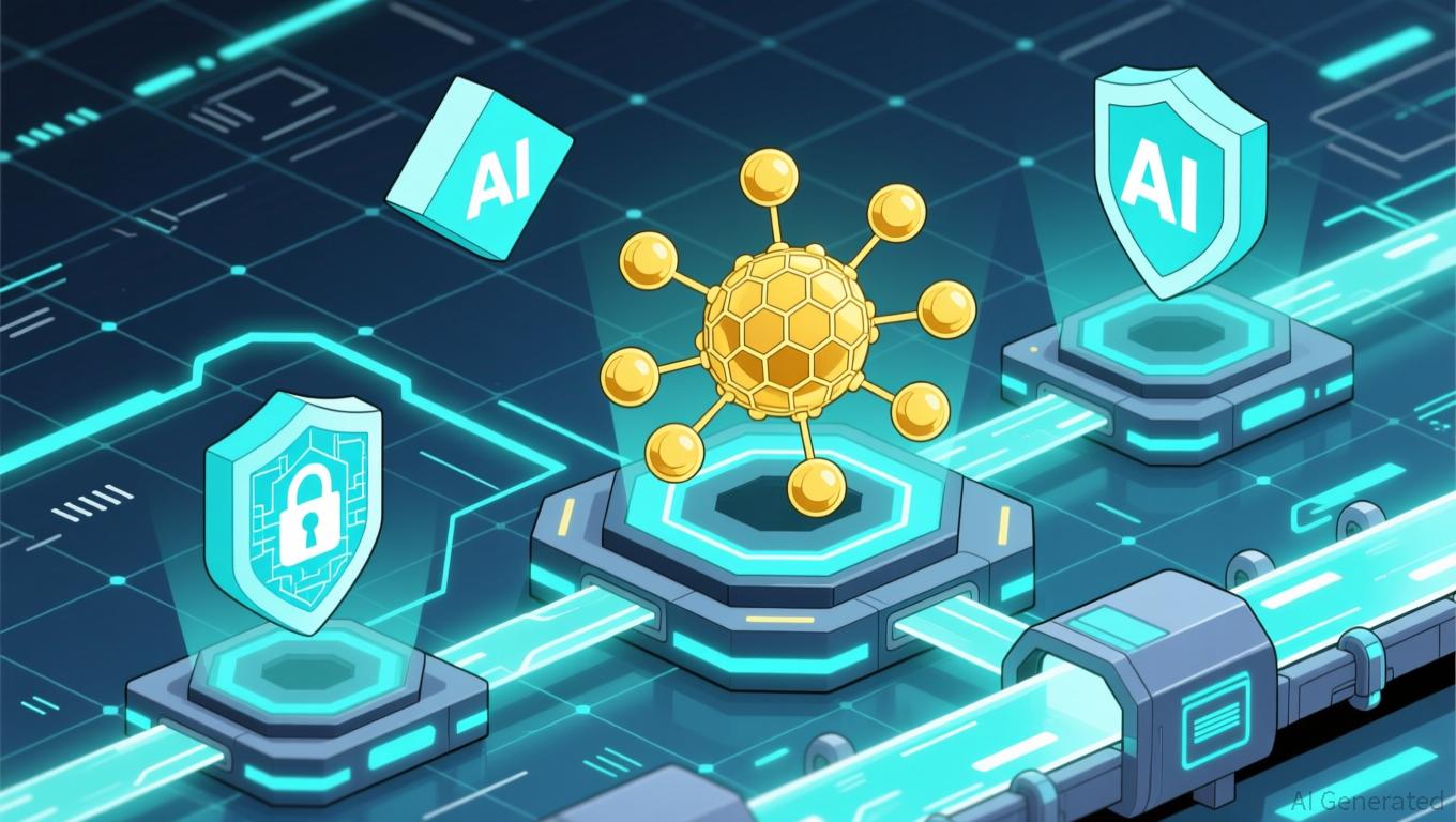 Futuristic illustration of an autonomous AI agent managing a Solana PDA wallet with dynamic transaction flows and protective security shields